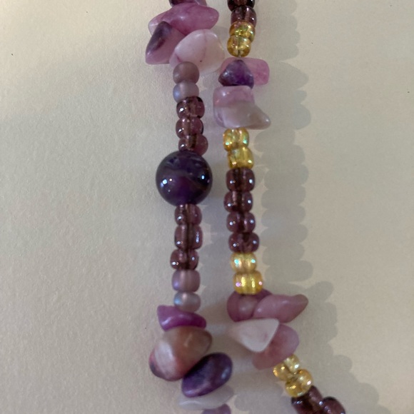 Multilayered Amethyst? Beaded Double Strand Semi Precious Boho Necklace - Picture 8 of 16